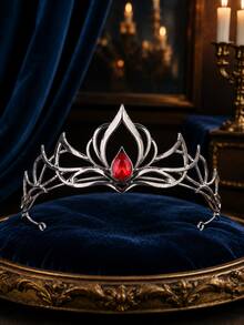 Vương miện tiara Gothic đen đính đá rhinestone phong cách sang trọng cổ điển hoàng gia cho cô dâu, phụ kiện tóc cho đám cưới, Halloween, tiệc dạ hội, cuộc thi sắc đẹp và hóa trang - Kim cương đen đỏ - Xem 6