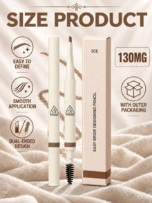 3CE Easy Shaping Eyebrow Pencil, #Deep Warm Brown 130mg, Dual-Ended With Spiral Brow Brush. Smooth Powder Texture Without Clumping, Waterproof And Sweat-Resistant, Long-Lasting, Suitable For All Skin Types - Easy-to-shape Eyebrow Pencil, Deep Warm Brown - View 6