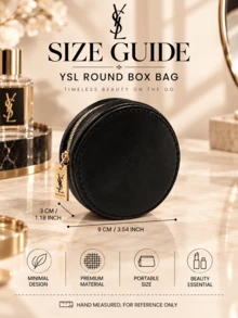 YSL Saint Laurent Black Cushion Makeup Bag, 9*3cm, Portable, Zipper Closure, Simple And Elegant, Travel Essential, Suitable For Cosmetic Storage - Black - View 11