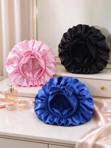 3pcs/1pc Luxury Satin Sleep Cap With Adjustable Tie - Lightweight & Breathable, Suitable For Curly/Braided/Natural Hair Care, Multiple Colors Available, Essential Nighttime Hair Care Item, Soft & Comfortable, Breathable, Salon-Grade Product & Accessories - Multicolor - View 2