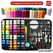 EDCUEBE7 183/202/205/210pcs Sewing Tool Kit, Includes Sewing Needles, Multi-Color Threads, Scissors, Thimbles, Threaders And Tape Measure, DIY Sewing Storage Bag, Suitable For Home And Travel (Accessory Colors Random) - Black Sewing Bag - View 11