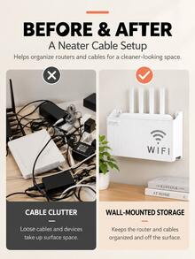 1pc Wall Mounted WiFi Router Storage Box, Fluted Cable Management Organizer Shelf - Multiple Styles and Colors - View 7