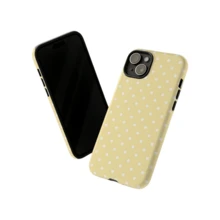 Cute White Polka Dot Fashion Yellow & White Polka Dot Phone Case, Aesthetic Accessory Compatible With IPhone 17, 16, 15, 14, 13, 12, 11 Pro Max Spring - Yellow - View 3