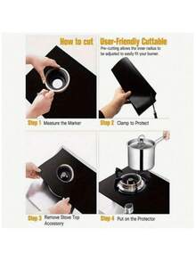 3pcs Gas Stove Heat Insulation Mat, Can Be Cut At Will, Oil-Proof And Stain-Proof, Clean Gas Stove Protective Mat, Kitchen Utensils - View 7