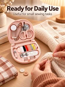 Modern Plastic Mini Sewing Kit, Portable Compact Storage Box With Colorful Thread, Needles, Scissors, Pins, Buttons And Threader, Handmade Sewing Clothing Repair Supplies, Suitable For Home, Travel, Dorm, Handbag, Daily Use, Autumn/Winter Thanksgiving/Christmas Gift - Multicolor - View 5