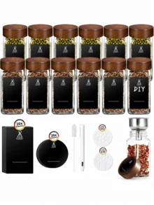 12 Square Bottles Of Acacia Wood