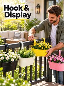 1pc Metal Bucket Planter - Vintage Wall-Mounted Flower Pot, Suitable For Balcony, Garden Decor, Indoor And Outdoor Use - Oval Planter - View 9