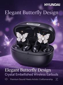 HYUNDAI X01/SU7 Wireless Bluetooth Earbuds AI Smart Translation Version Wireless Bluetooth Clip-On Earbuds Roland Purple With Snowflake/Butterfly/Tassel Luxury Ear Accessories - View 21