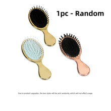 1pc Air Cushion Massage Comb, Premium Gold Electroplated Finish, Mini Portable Hairbrush, Soft Cushion Design, Compact And Convenient, Women's Styling Hair Comb, Suitable For Travel, Bag, Gift - Gold - View 12