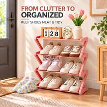 1pc 4-Tier Shoe Rack, Space-Saving Multi-Layer Shoe Rack, Compact Open Storage Rack For Sneakers, Slippers And Daily Footwear, Suitable For Entryway, Bedroom, Closet, Dorm And Apartment Storage, Easy Access Home Storage Rack, Suitable For Spring, Summer, Autumn, Winter Small Space Storage Solution, Housewarming And Holiday Home Storage - View 5