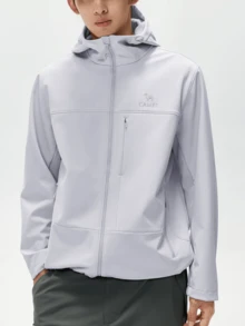 CAMEL CROWN Men's Outdoor Softshell Jacket, Anti-Static & Water Repellent Windproof Hiking Inner Layer - Glacier Gray - View 1