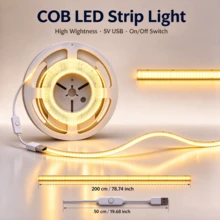 High Brightness COB LED Strip Light, Flexible LED Light Bar, USB Powered, With Button Switch, TV Background Decoration Light, Easy Installation, Suitable For TV Background, Bedroom, Living Room, Hallway, Kitchen, DIY Decoration - White - View 15