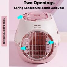 Cat And Small Pet Carrier Box With Carry Handle And Double Doors, For Car Journeys, Outings And Camping, Two Colours - Pink - View 6