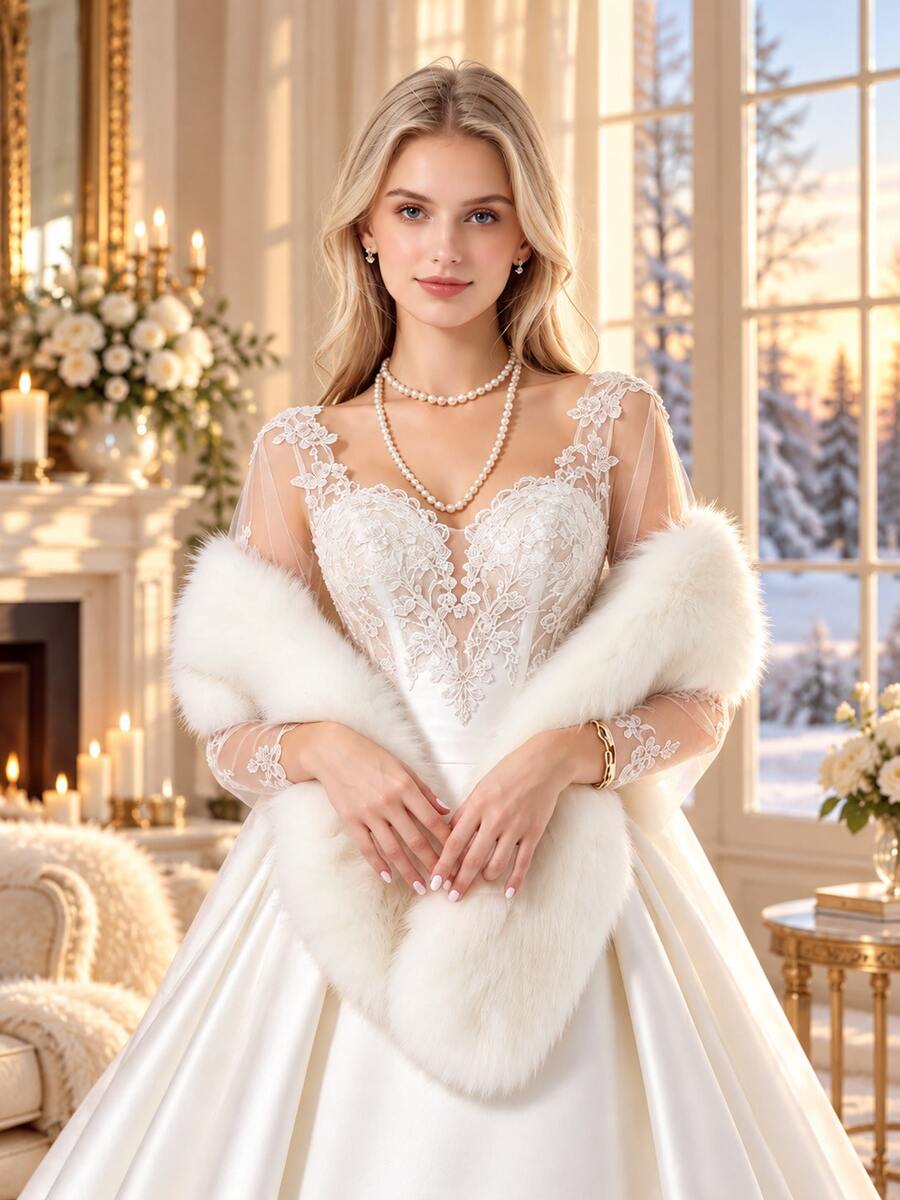 Women's Elegant Faux Fur , Soft Fluffy Winter Shawl Wrap For Wedding, Evening Dress, Party And Formal Occasions - Multicolor - View 1