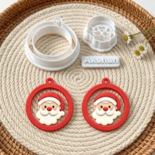 3pcs Christmas Santa Pattern Clay Cutting Molds, Santa Head Embossing Cutters, Polymer Clay Tools For Handmade Earring Pendant Ornament Making - 3-pack - View 6