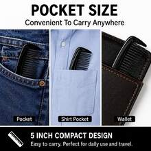 6pcs Pocket Comb Set, Beard And Mustache Comb, Unisex, Fine-Tooth Styling Comb, Suitable For Travel, Handbag, Wallet, Barber, Sideburns, Beard And Daily Grooming - Black - View 7