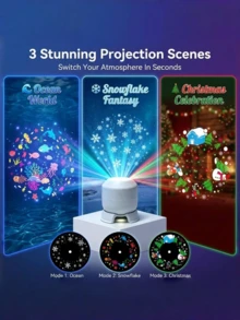Dynamic Rotating LED Projector Light 360° Rotating Ocean Projection Night Light Birthday Christmas Gift Bedroom Party Home Atmosphere Lamp - White - View 10