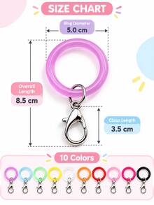 Vibrant Plastic Key Rings Easy Open Multi-Color Lightweight Lobster Clasp Key Chain, DIY Jewelry Making Bag Pendant Handmade Crafts, Detachable Key Chain Accessories, Holiday Handmade Craft Materials - Multicolor - View 6