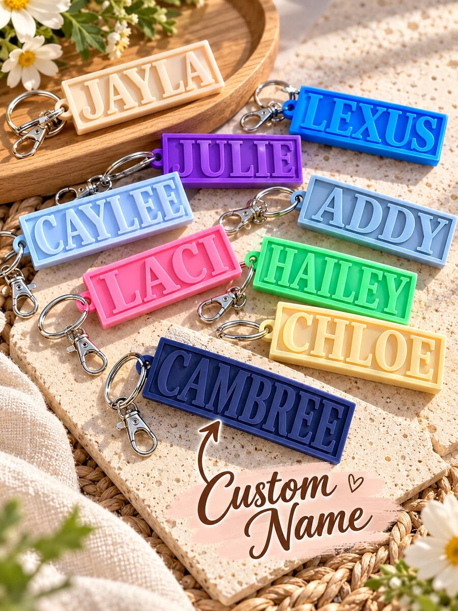 Customized Acrylic Name Keychain, Personalized Father's Day Customized Acrylic Name Keychain, Customized Letter Keychain, Customizable Bag Pendant, Birthday - Multicolor - View 1