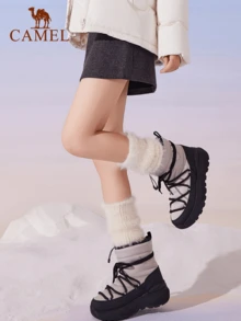 CAMEL CROWN Women's Casual Winter Snow Boots, Water-Resistant, Comfortable, Warm, Non-Slip, Versatile And Stylish. - Black Moonlight Grey - View 1