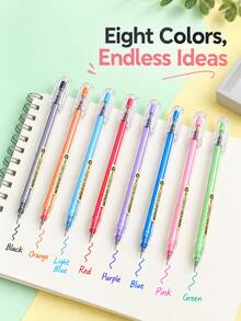 8 Colors Fine Tip Gel Pens Set, 0.5mm Full Needle Tip Quick-Dry Color Pens With Transparent Barrels, Cute Minimalist Journaling Pens For Students, Notes, School Supplies & Stationery - Multiple Options Available - View 2