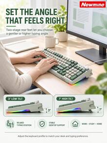Newmine BK212 Wired Business Keyboard Full-Size Silent Keyboard USB Plug And Play Spill-Resistant Keyboard Universal Desktop Laptop Office Typing Keyboard Home Coding Keyboard Sky Blue, Cream Multi-Color - View 7