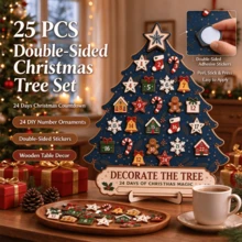 25pcs/Set 24 Days Christmas Miracle Christmas Tree Shaped Advent Calendar, Decorative Tree Christmas Countdown Calendar With 24 Numbered Christmas Decorations, Christmas Desktop Decor, Suitable For Home And Party, Christmas Gift - View 1