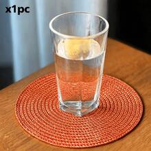 45*30cm 橘色橢圓塑膠編織餐墊，4.72英吋杯墊，易清潔、防滑、耐熱，裝飾墊，抗皺，適用於派對、婚禮、喬遷、聖誕節、萬聖節、感恩節、母親節 - 橘色 - 查看 15