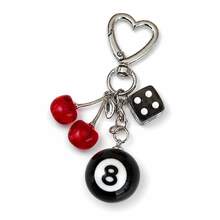 Lucky Dice Red Cherry Keychain - Alloy Heart-Shaped Clasp Unisex Bag And Car Charm, Valentine's Day New Year Gift - Multicolor - View 9