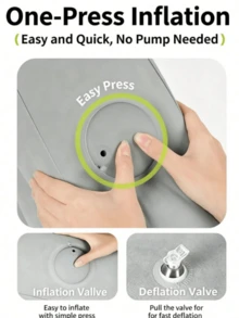 1pc Inflatable Footrest | Quick Press Self-Inflating Travel Cushion | No Air Pump Needed | Portable Foldable Footrest | Suitable For Airplane, Concert, Camping, Fishing, Outdoor - Inflatable Mat - View 9