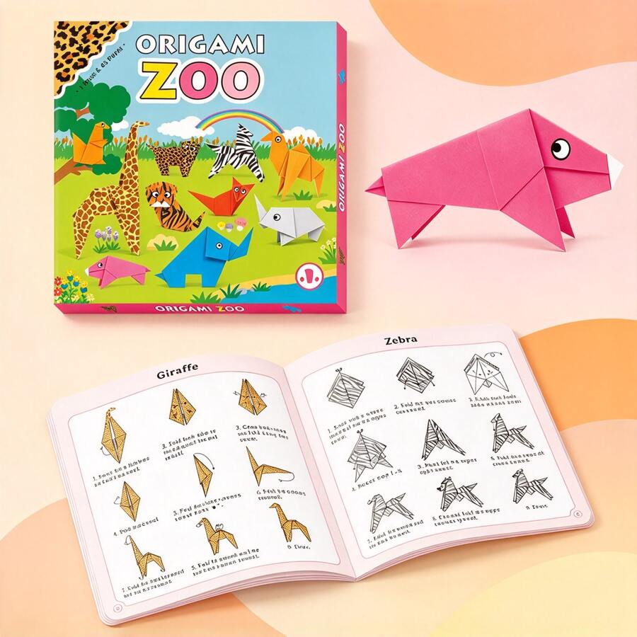 Creative DIY Animal Origami Craft Kit, Includes Instruction Manual, Assorted Origami Paper And Eye Stickers, Perfect Gift For Art Activities - Multicolor - View 1