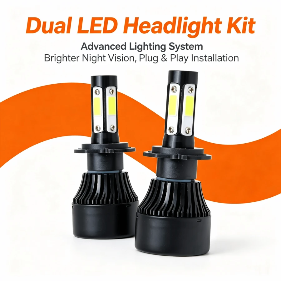 Heyword 2pcs/Pack New Car LED Headlights 4-Sided H4 H7 H11 9005 HB3 9006 HB4 H13