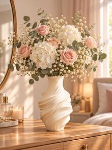 1pc Luxury Sculptural Vase, Streamlined Pleated Design, Fashion Decorative Vase, Suitable For Roses, Hydrangeas, Dried Flowers And Greenery, Modern Home Decor, Suitable For Living Room, Bedroom And Dining Table, Home Decor, Living Room Decor, Bedroom Decor - Multiple Styles - View 4