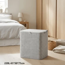 1pc Gray Large Capacity Storage Bag, Clothing Storage Bag, Miscellaneous Storage Bag, Dual-Way Alloy Zipper, Sturdy Handle, Soft Fabric, Precise Zipper, Suitable For Home Miscellaneous Storage, Clothing Organization, Seasonal Bedding Storage - Grey - View 12