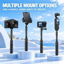 New Telescopic Magnetic Selfie Stick With Carabiner Portable Phone Stand, Handheld Floor Stand For Live Streaming And Outdoor Photography - Multicolor - View 6