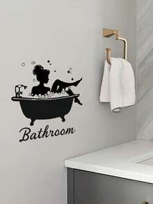 1pc Bathroom Door Sticker - Self-Adhesive Shower Room Design, Easy To Peel And Stick Home Decor, Fun Wall Decal, Bathroom Decoration - D - View 5