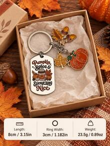 Pumpkin Spice Keychain Maple Leaf Acorn Pumpkin Charm Fall Key Ring Autumn Gift - Multicolor - View 8