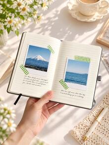 1pc A5 Hardcover Dot Grid Notebook, 192 Pages Dot Matrix Bullet Journal, Portable Notebook With Elastic Band And Pen Holder, Suitable For Writing, Planning, Journaling, School, Office And Study - A5 - View 5