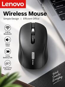 Lenovo N220 無線滑鼠，2.4G USB 無線滑鼠，靜音點擊，可調 1000/1200/1600 DPI，輕量便攜人體工學滑鼠，適用於筆記型電腦、桌上型電腦、辦公室、居家、學習和日常使用 - 黑色 - 查看 2