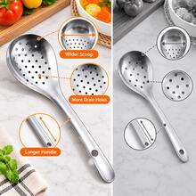 1pc-2pcs Stainless Steel Strainer Spoon, Long Handle Perforated Filtering Spoon, Kitchen Soup Spoon, Suitable For Hot Pot, Pasta, Vegetables And Dumplings - Multicolor - View 5