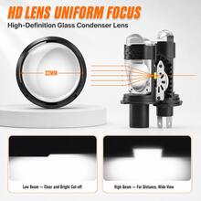 Heyword 1pc/2pcs H4 Lens Universal LED Headlight, Suitable For Cars And Motorcycles, Fish Eye Light, High/Low Beam, 12-24V - 6000K Cold White - View 3