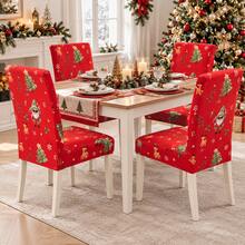 1pc/4pcs/6pcs/8pcs Detachable Chair Covers, Dining Chair Covers, Geometric Print Pattern, Elastic, Suitable For Dining Room, Kitchen, Living Room Home Decor, Holiday Party Decoration - Red - View 10