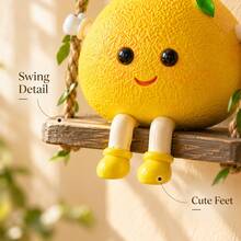 1pc Cute Swing Lemon Shaped Hanging Planter, Resin Cartoon Lemon Character Wall Hanging Flower Pot, Creative Succulent Plant Pot For Indoor Wall Home Decor - A - View 8