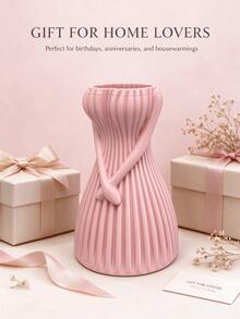 3D Printed Minimalist Vertical Striped Vase, Artistic Vertical Striped Decorative Vase, Matte White Multi-Purpose Flower Box (For Dried And Fresh Bouquets), Unique Decorative Vase, Matte White Multi-Purpose Flower Box (For Dried And Fresh Bouquets) - 1PC - View 10