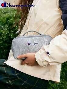 Champion Solid Color Textured Toiletry Bag, Short Trip Travel Cosmetic Organizer - Light Grey - View 3