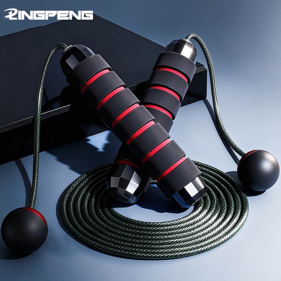 LINGPENG 2-In-1 Weighted Jump Rope With Foam Handles, Adjustable Steel Cable, Suitable For Home Fitness - Multicolor - View 1