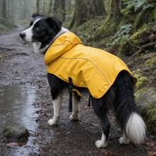Adjustable Dog Coat, Reflective Dog Raincoat With Leash Hole, Hooded Windbreaker Dog Clothing, Suitable For Large, Medium And Small Dogs - Gold - View 2
