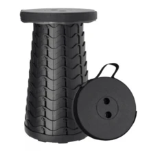 Folding Stool Portable Telescoping Seat Camping Retractable Adjustable Outdoor - Black - View 1