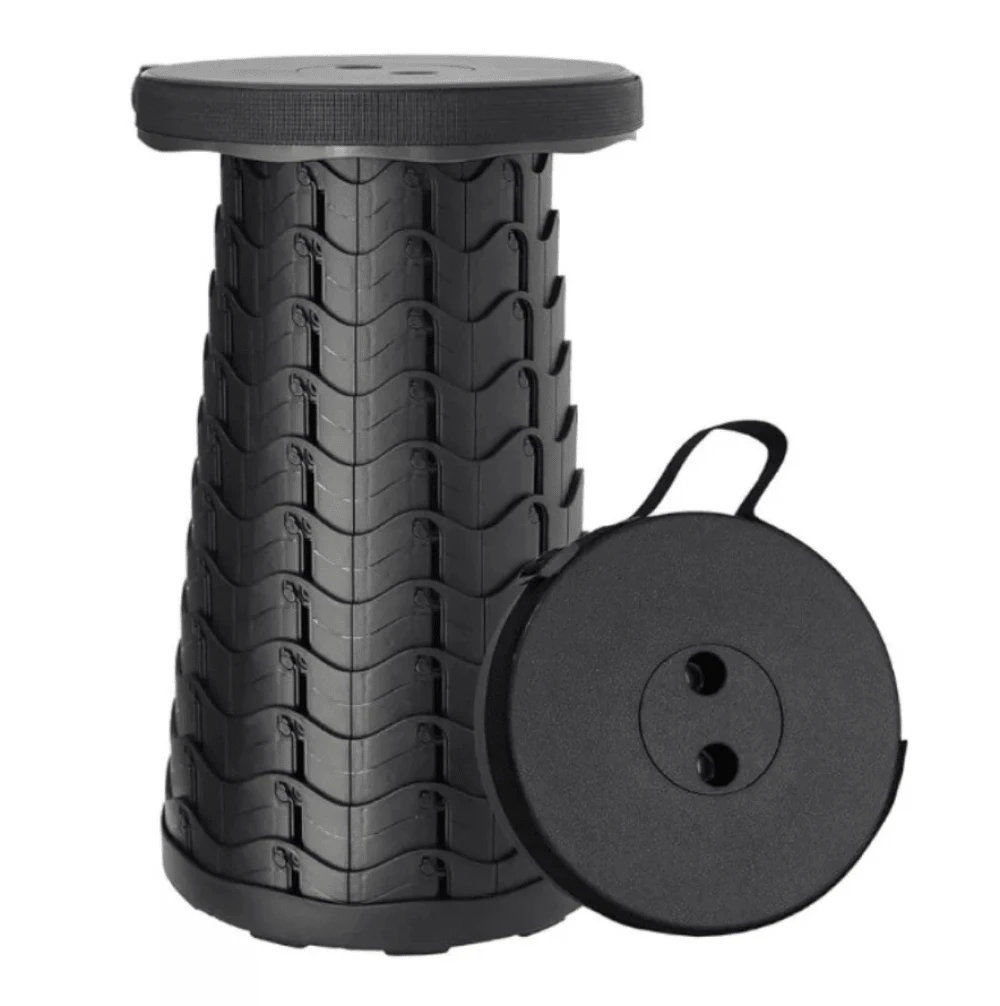 Folding Stool Portable Telescoping Seat Camping Retractable Adjustable Outdoor - Black - View 1