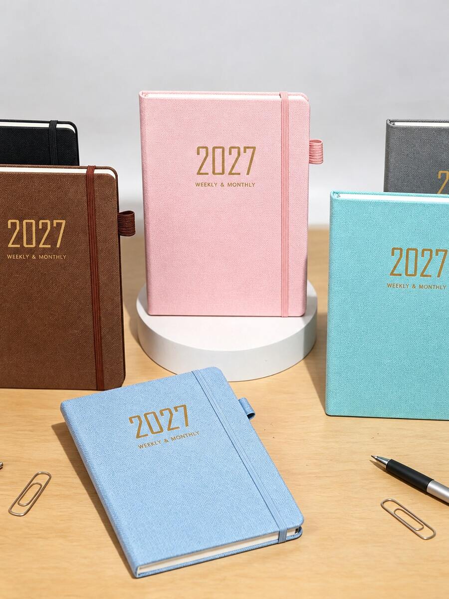 2027 Academic Year Daily & Weekly Planner (With Monthly Index Pages) – Minimalist Planner/Fabric Notebook – Suitable For School And Office Use, Cyber Monday Holiday Christmas Gift